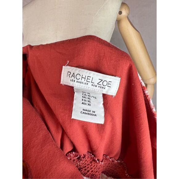 Rachel Zoe Pink Coral Floral Tiered Maxi Dress Linen Blend Size XL - Picture 5 of 8